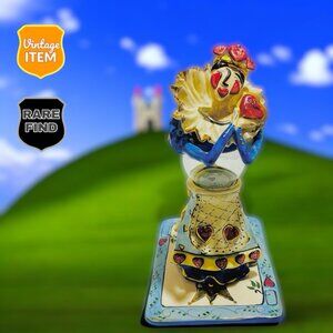 Vintage Blue Sky Queen of Hearts Clayworks Tea Light Candle Holder. Please Read!